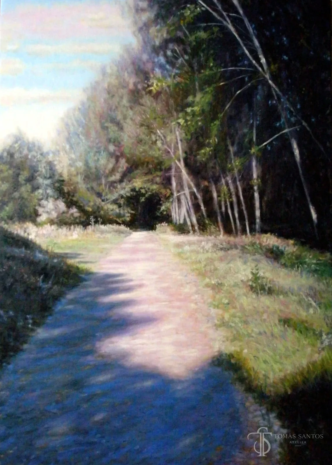Sendero en La Cabrera. León, pintura de Tomás Santos.